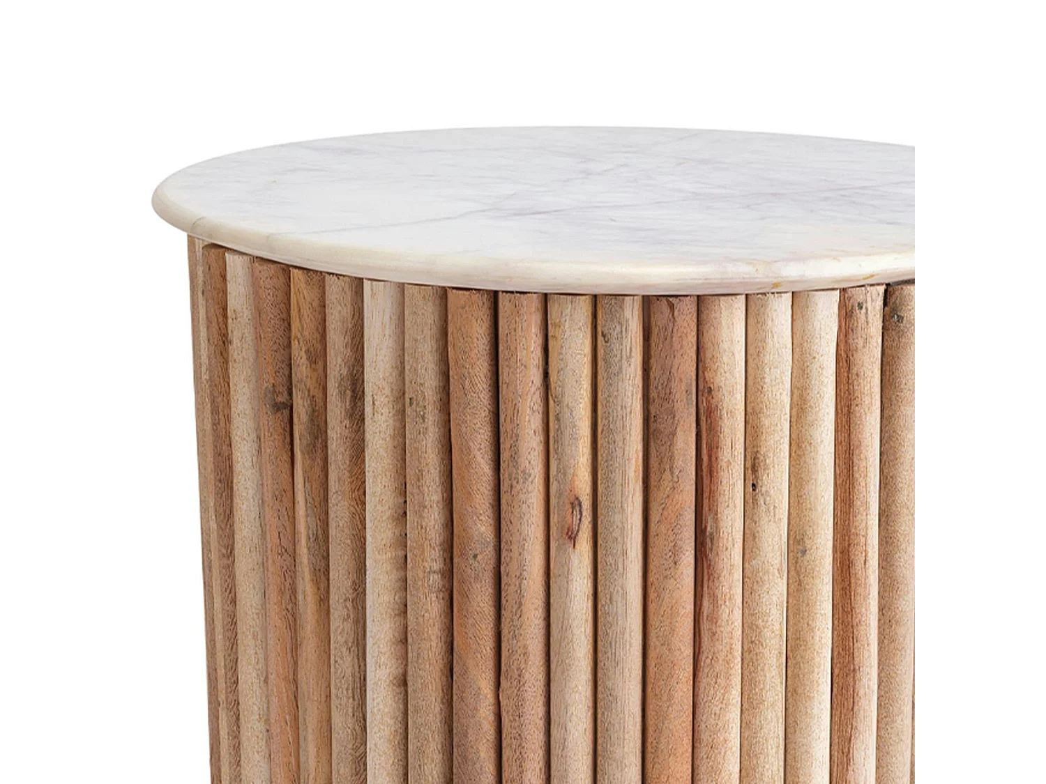 Table ronde marbre et bois D 120 cm MASSA