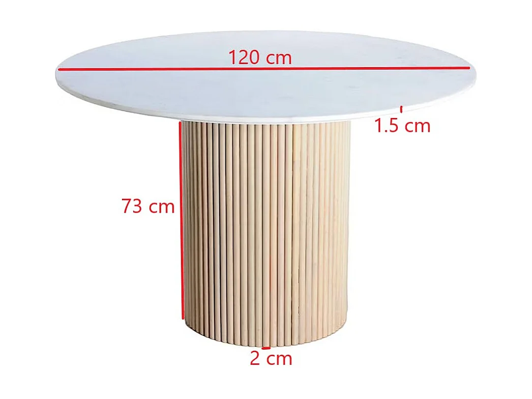 Table ronde marbre et bois D 120 cm MASSA