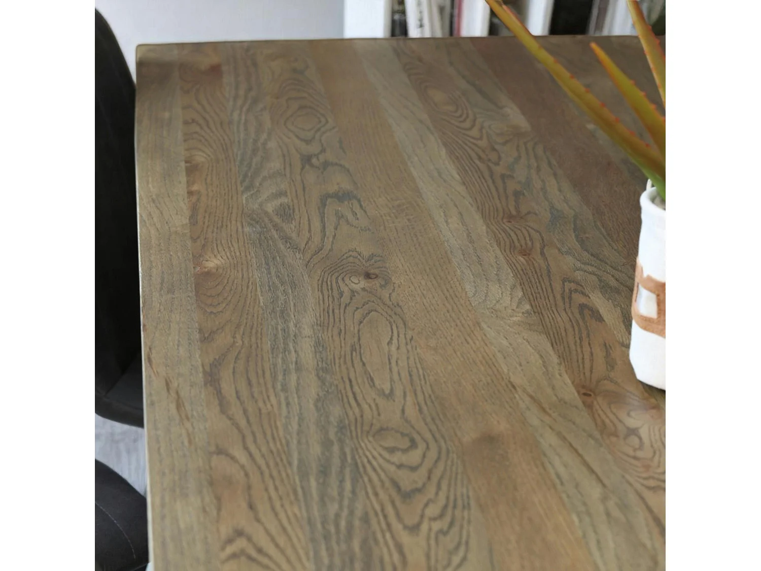 Table pied central bois de chêne et métal 200 cm HUDSON