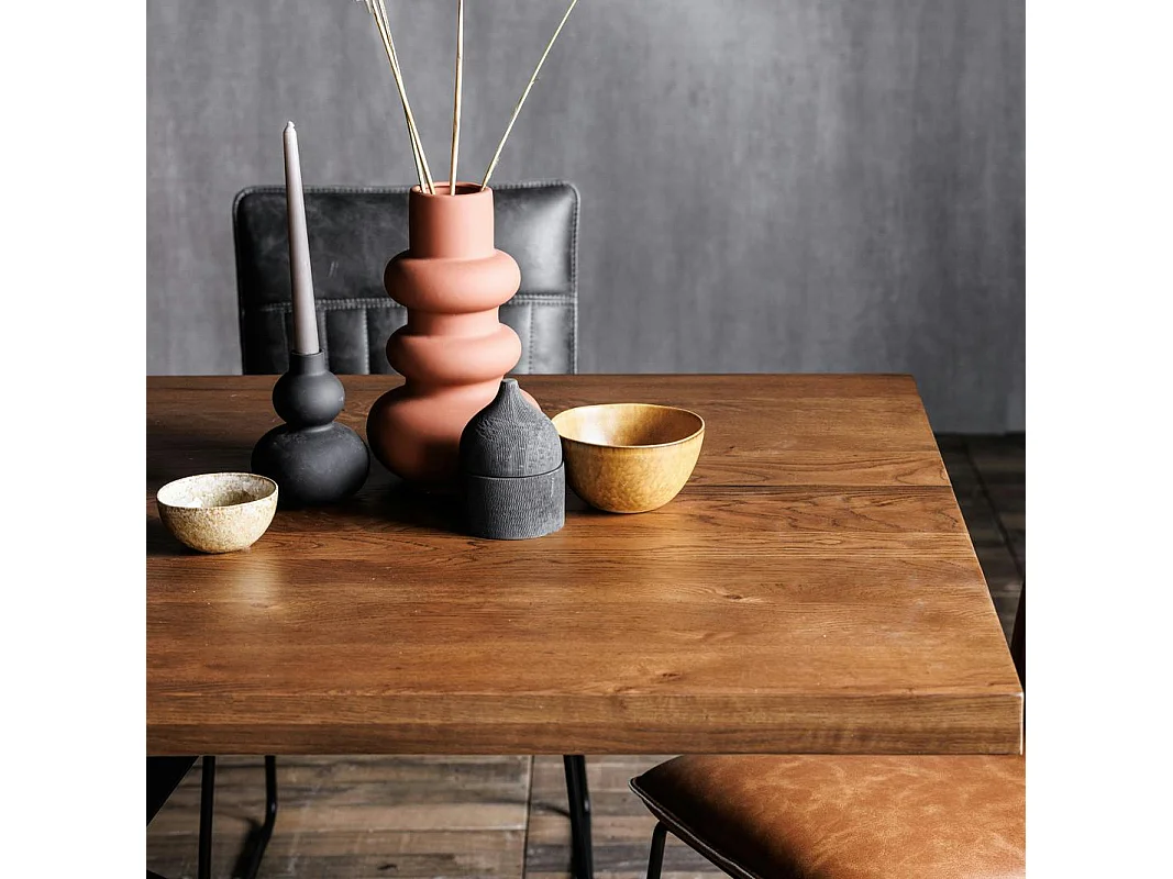 Table salle à manger bois métal pied croisé 200 cm OKA