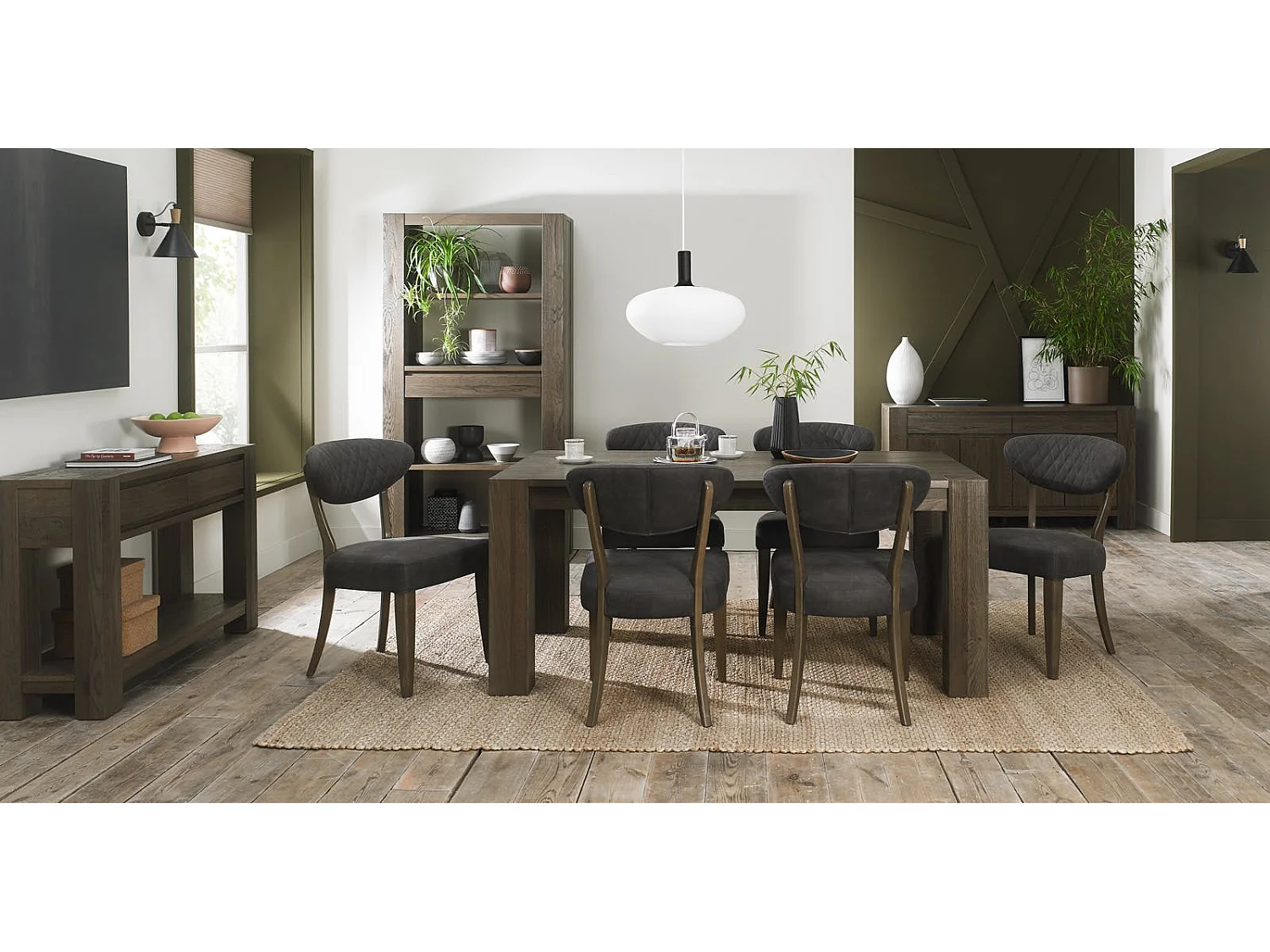 Table à manger en bois de chêne fumé 180 cm ALLEN