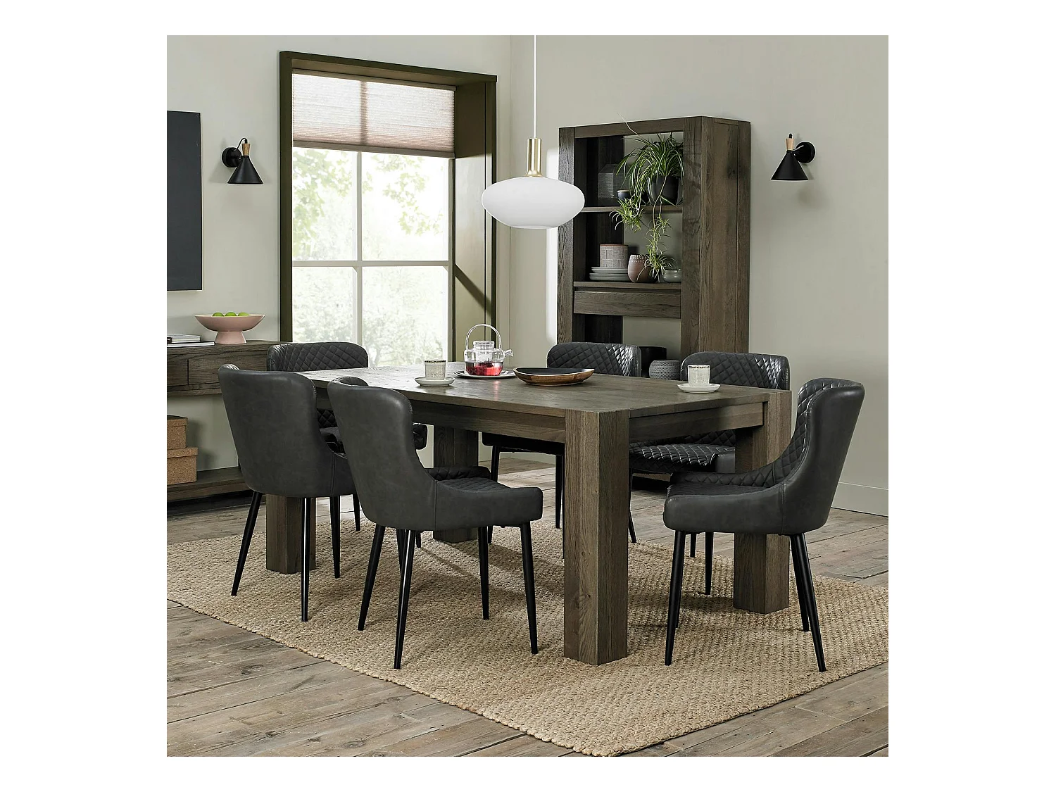 Table à manger en bois de chêne fumé 180 cm ALLEN