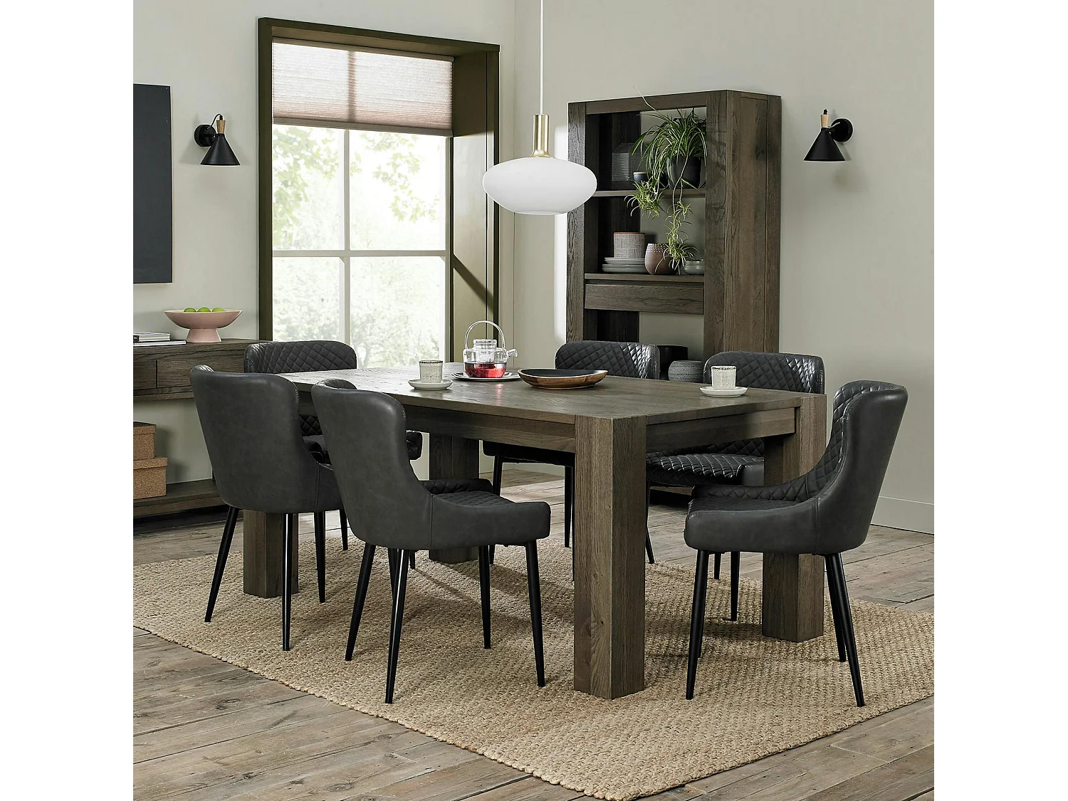 Table à manger en bois de chêne fumé 180 cm ALLEN