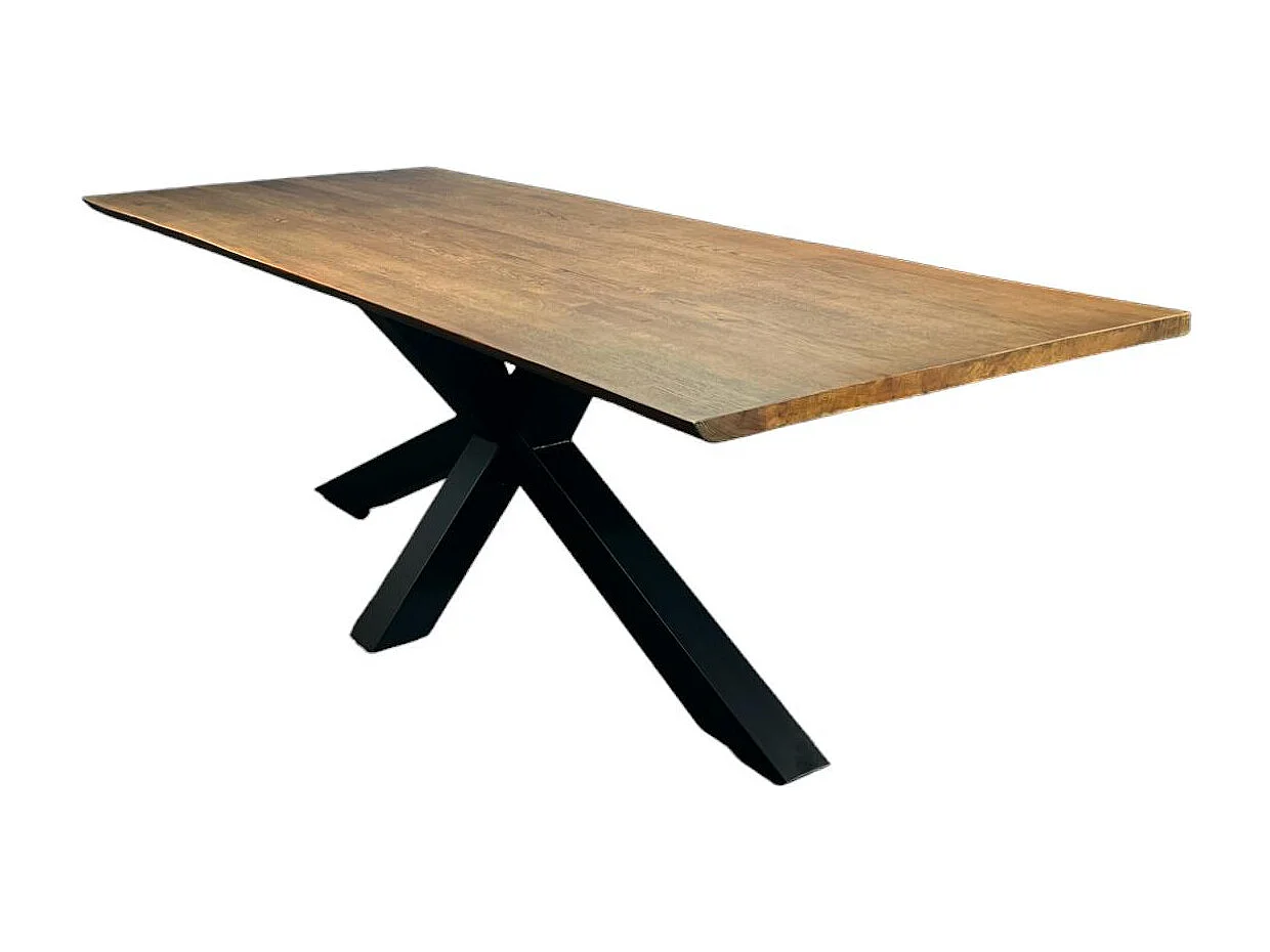 Table à manger en bois de chêne bordures naturelles 240 cm OKA