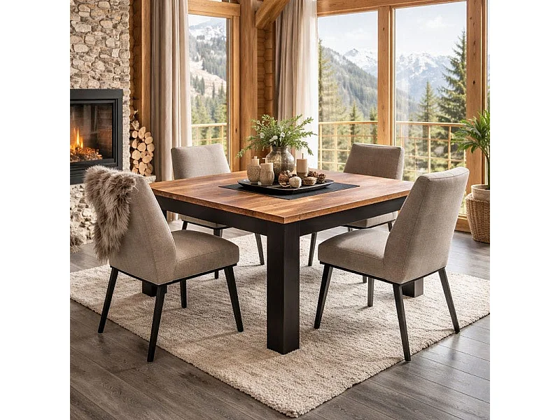 Table à manger carrée en bois 140 cm FAIRLIE