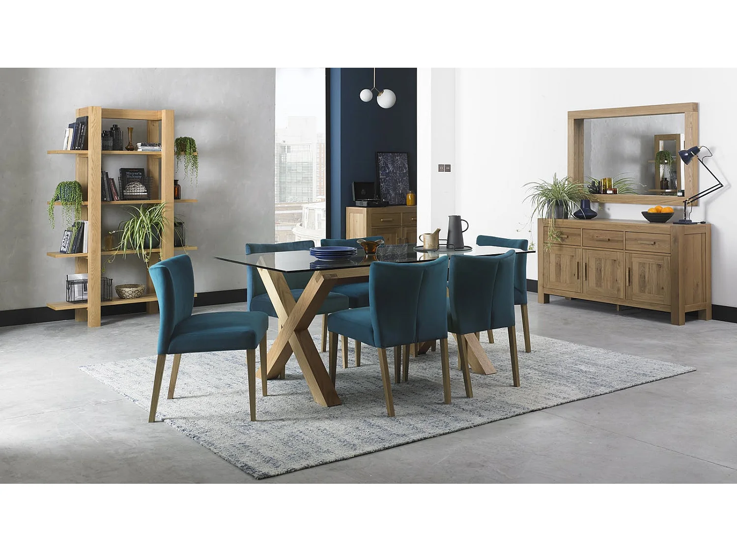 Table à manger en verre et bois 180 cm ALTA