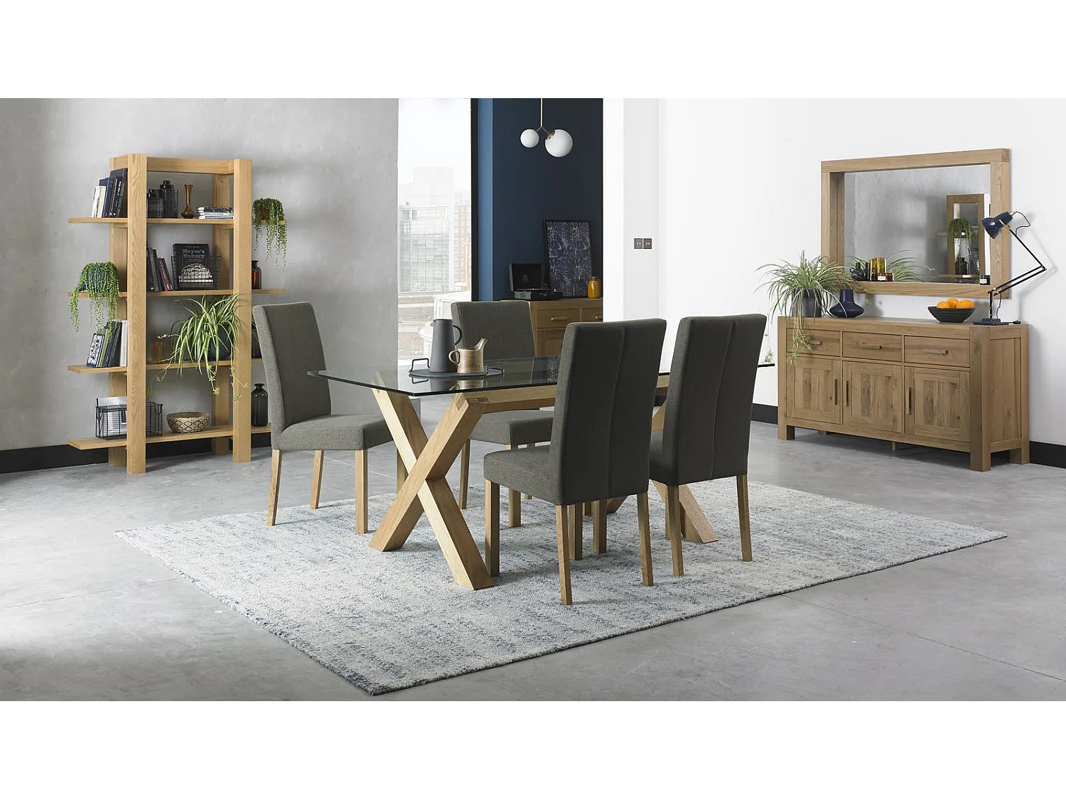 Table à manger en verre et bois 180 cm ALTA