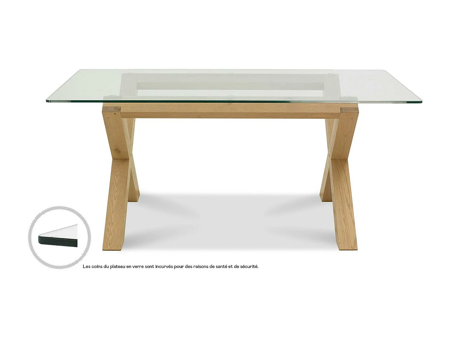 Table à manger en verre et bois 180 cm ALTA