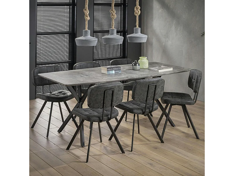 Table à manger contemporaine effet béton 190 cm HELSINKI