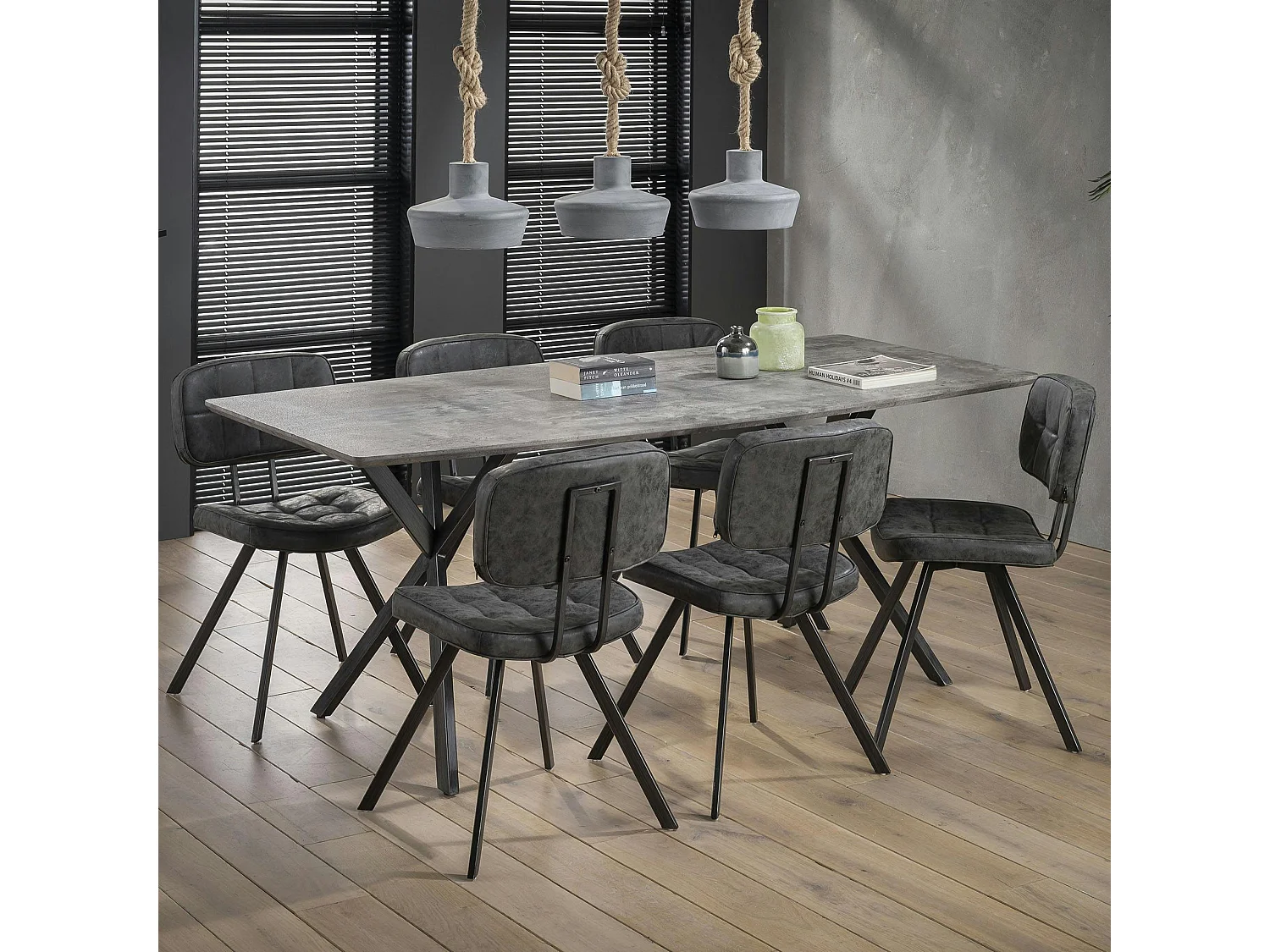 Table à manger contemporaine effet béton 190 cm HELSINKI