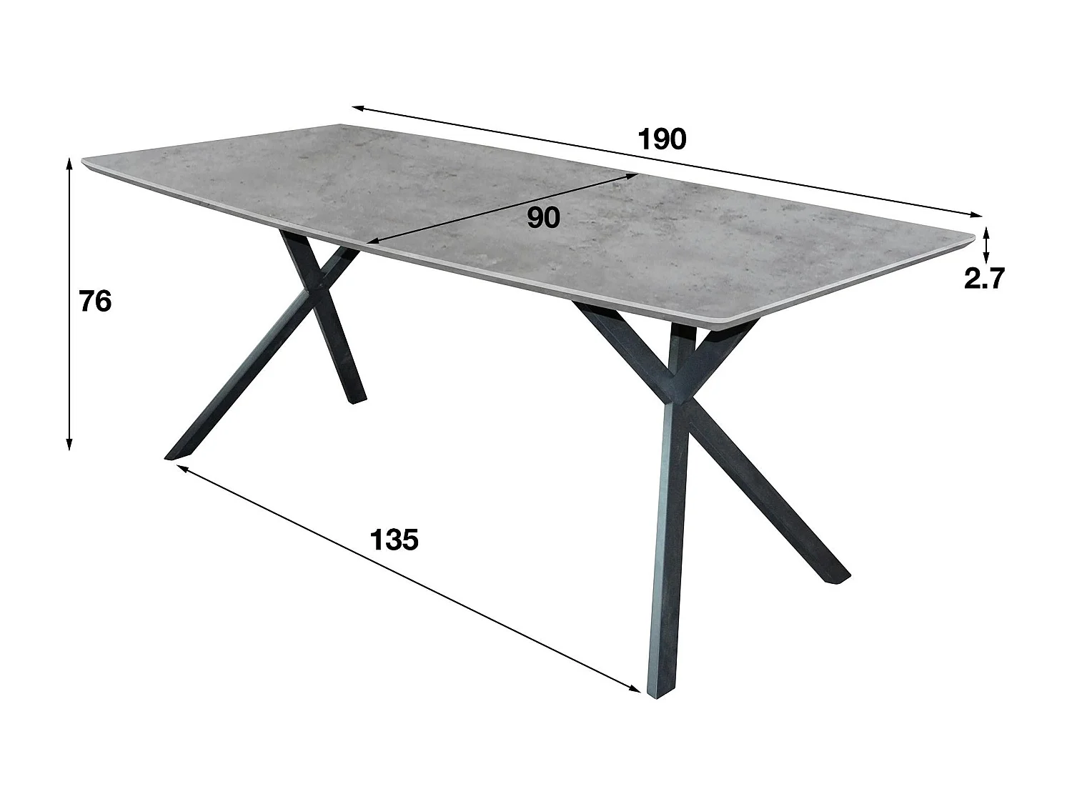 Table à manger contemporaine effet béton 190 cm HELSINKI