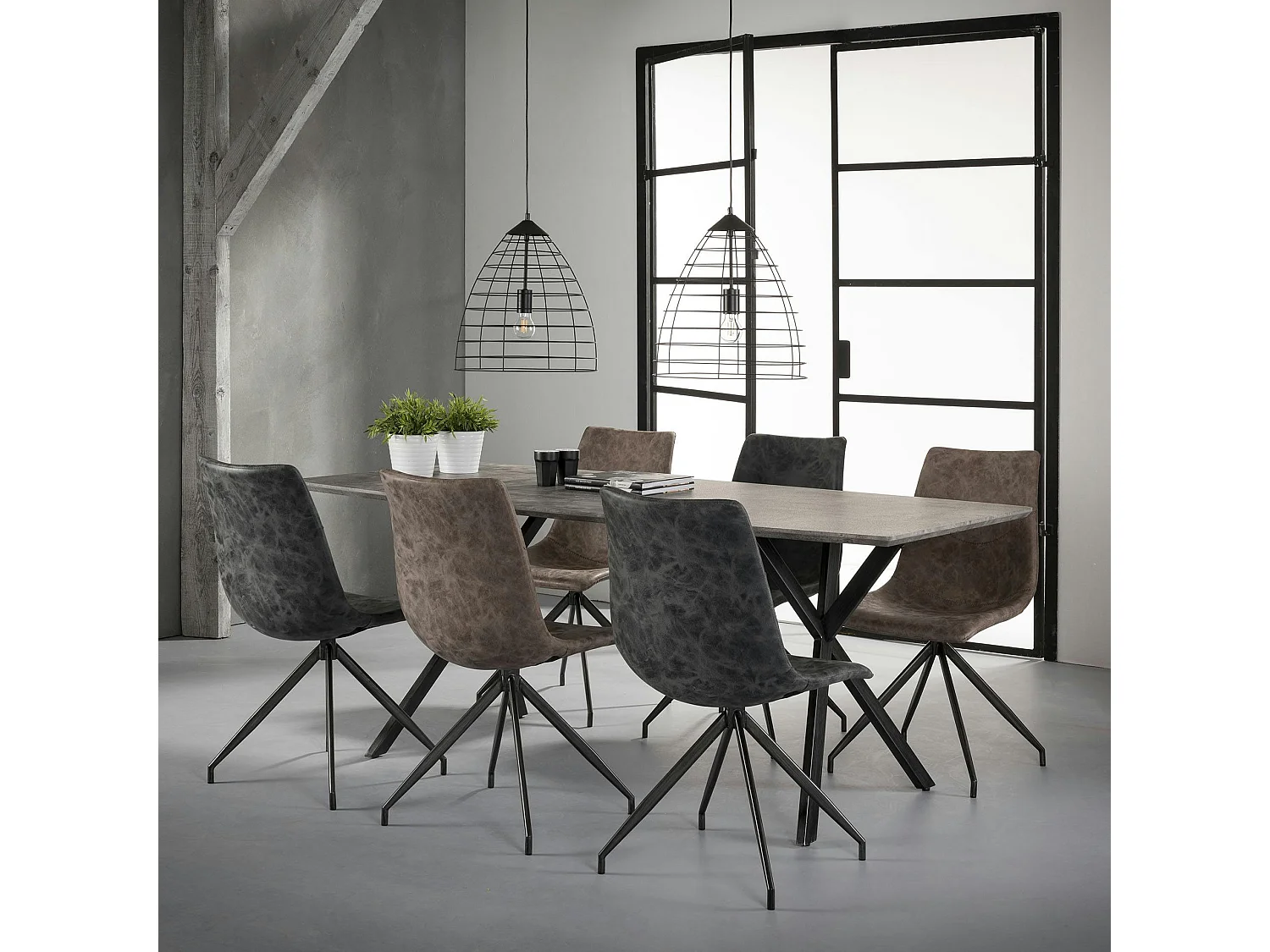 Table à manger contemporaine effet béton 190 cm HELSINKI