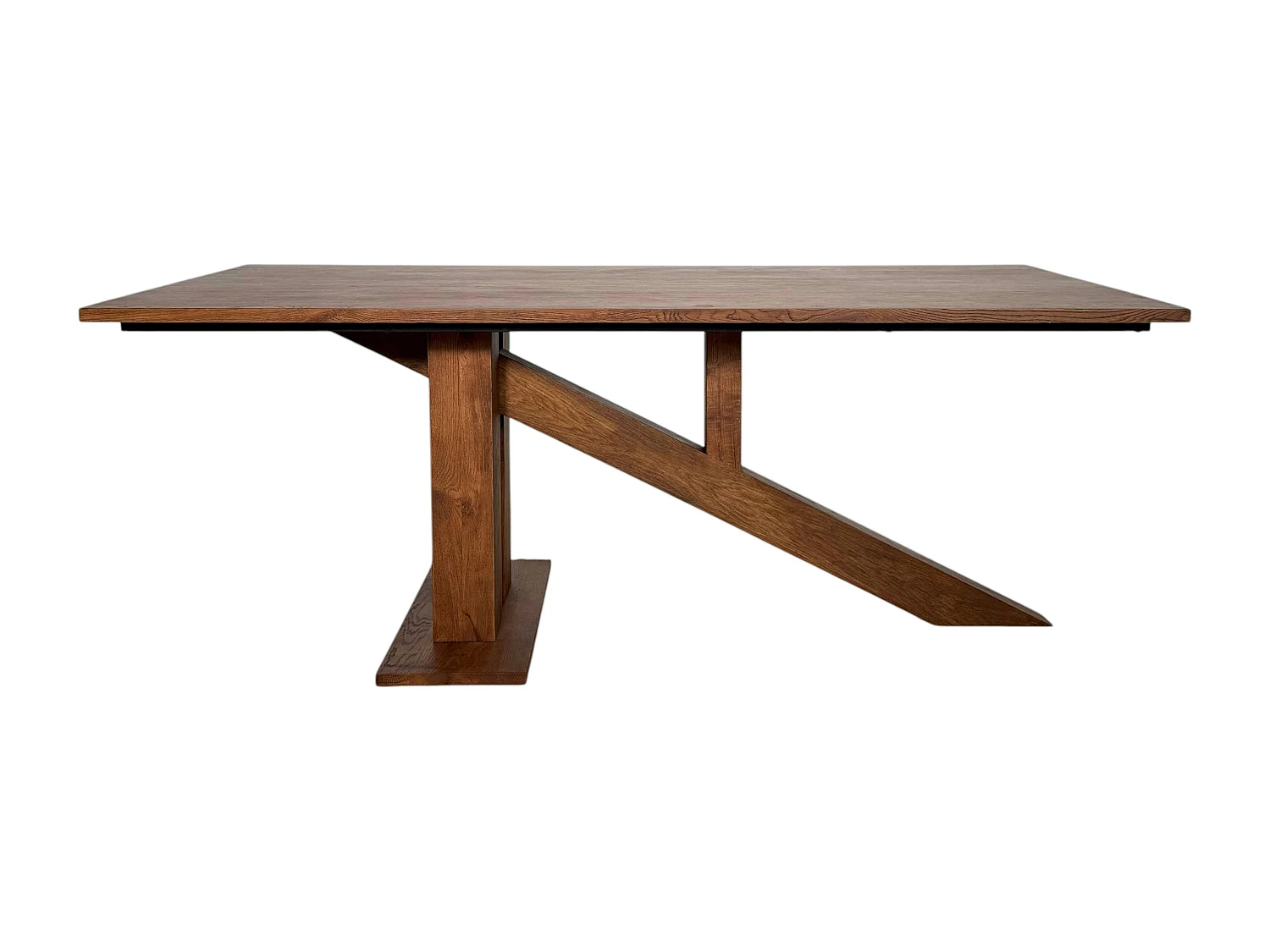 Table à manger moderne piètement oblique chêne massif 200 cm OKA