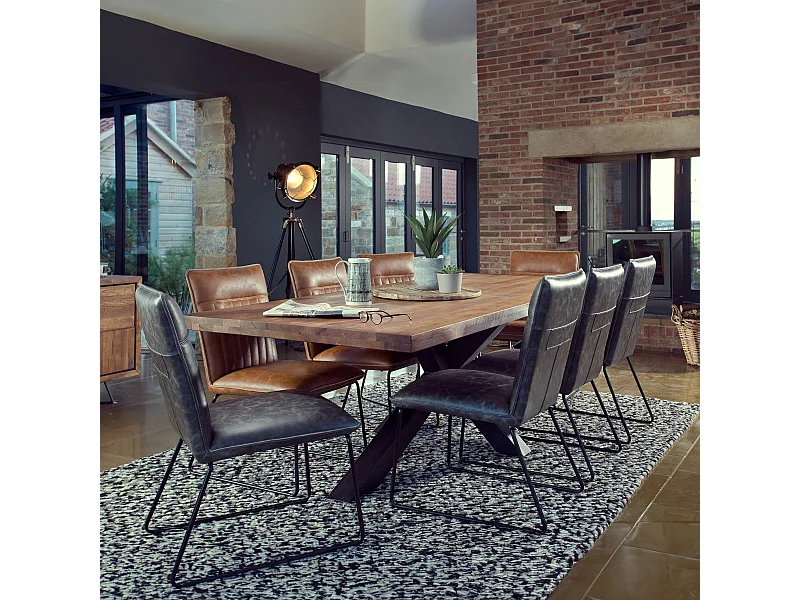 Table salle à manger bois métal pied croisé 240 cm OKA