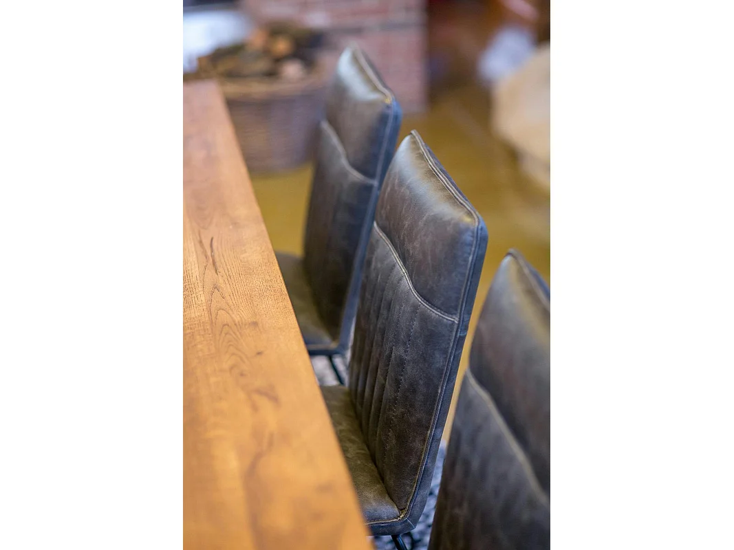 Table salle à manger bois métal pied croisé 240 cm OKA