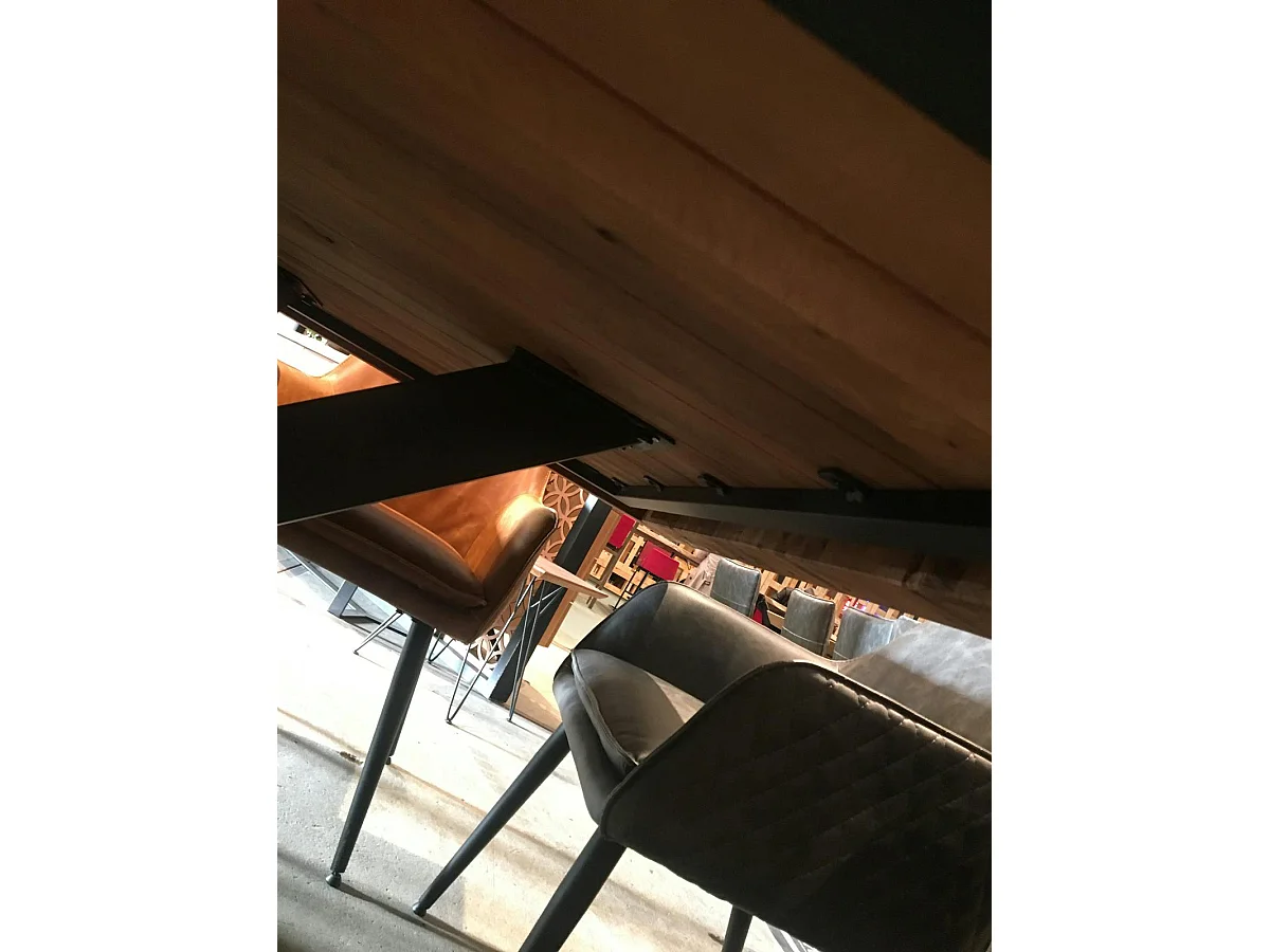 Table salle à manger bois métal pied croisé 240 cm OKA