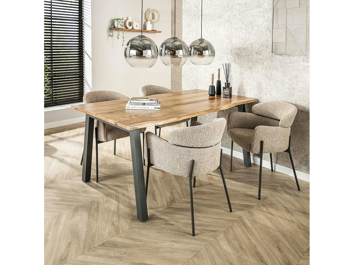 Table à manger bois d'acacia métal 180 MELBOURNE