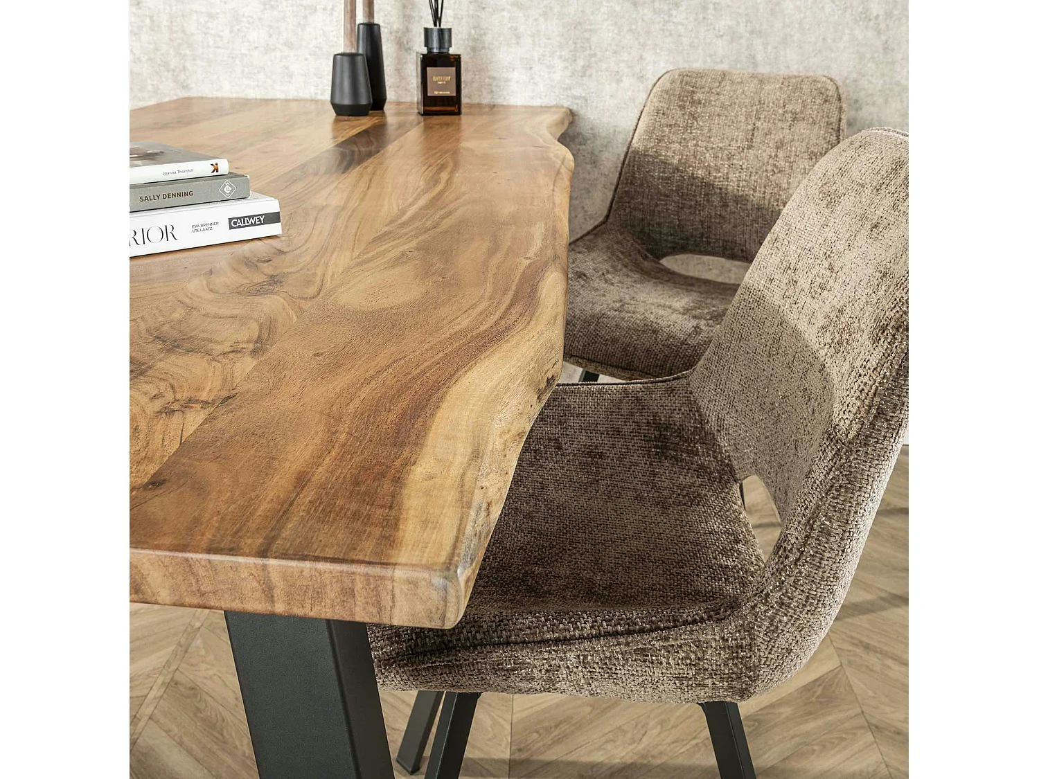 Table à manger bois d'acacia métal 180 MELBOURNE