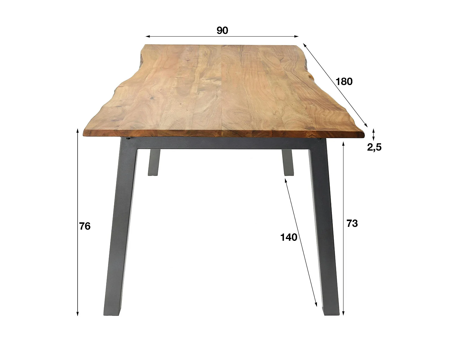 Table à manger bois d'acacia métal 180 MELBOURNE