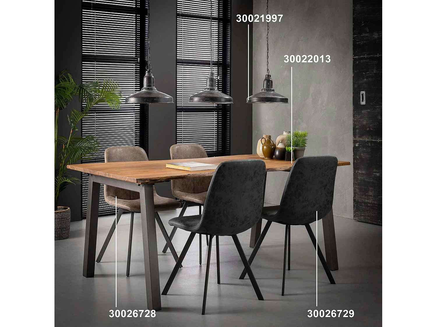 Table à manger bois d'acacia métal 180 MELBOURNE