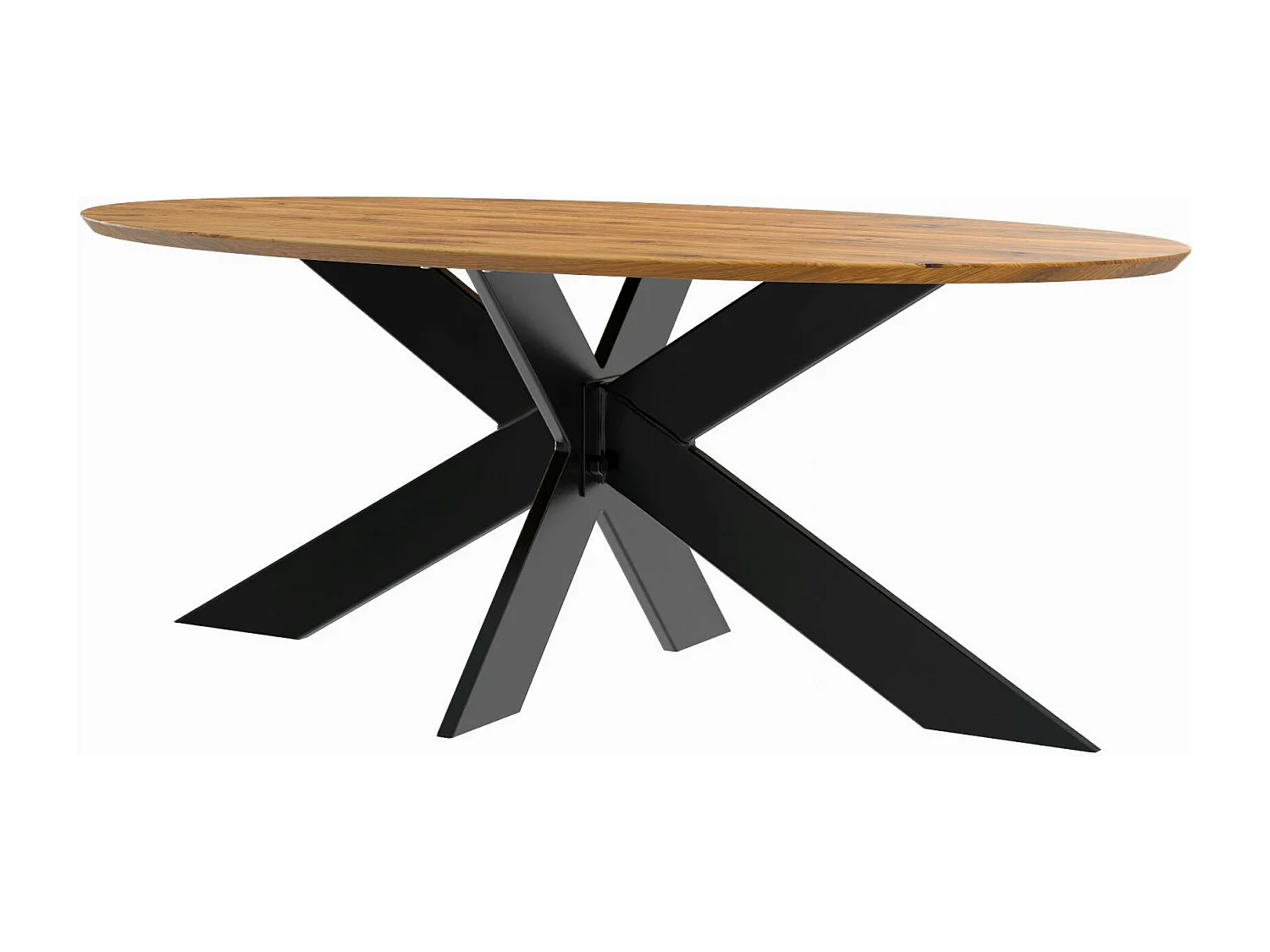 Table ovale en chêne huilé avec pied central en métal noir 240 cm RAGUSE