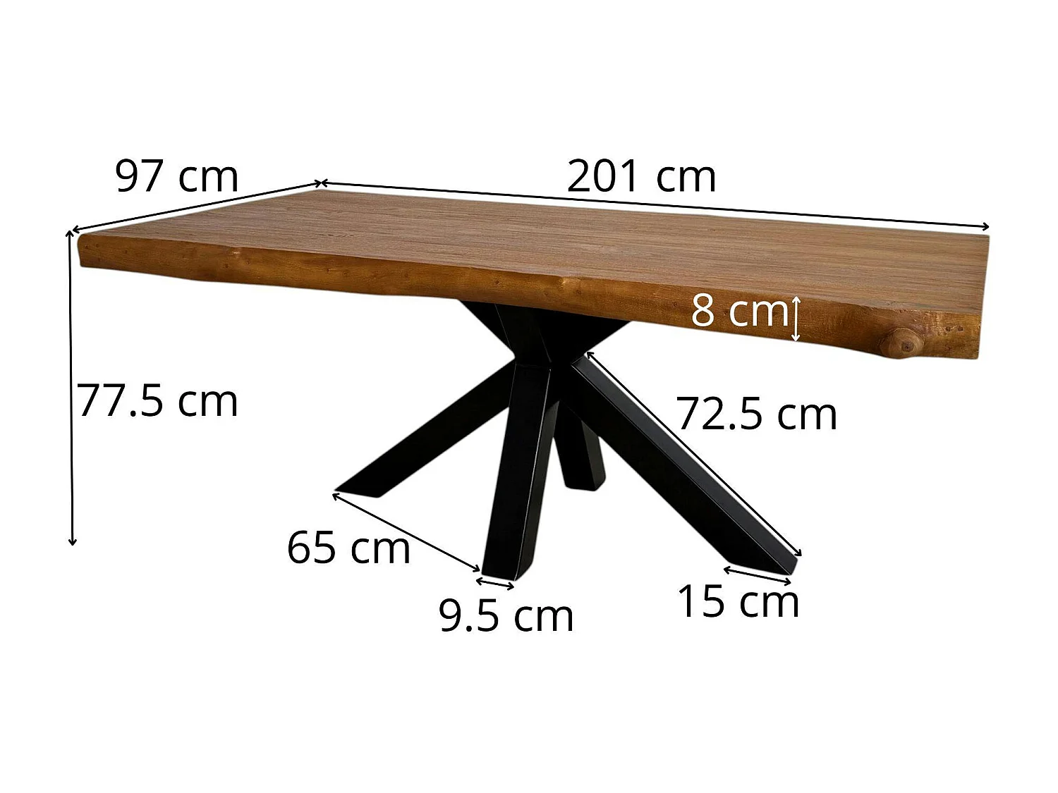Table à manger rectangulaire bois de teck 200 cm TIMOR