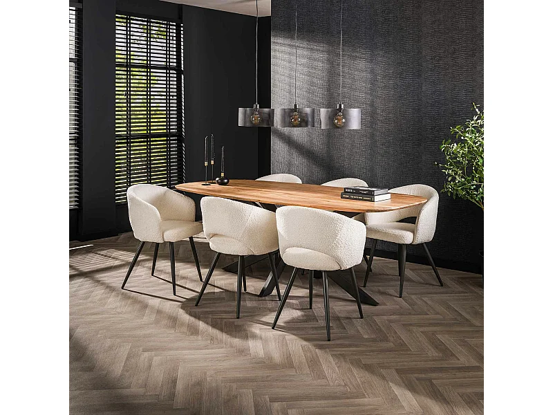 Table à manger en bois massif d'acacia avec bords arrondis 215 cm MELBOURNE