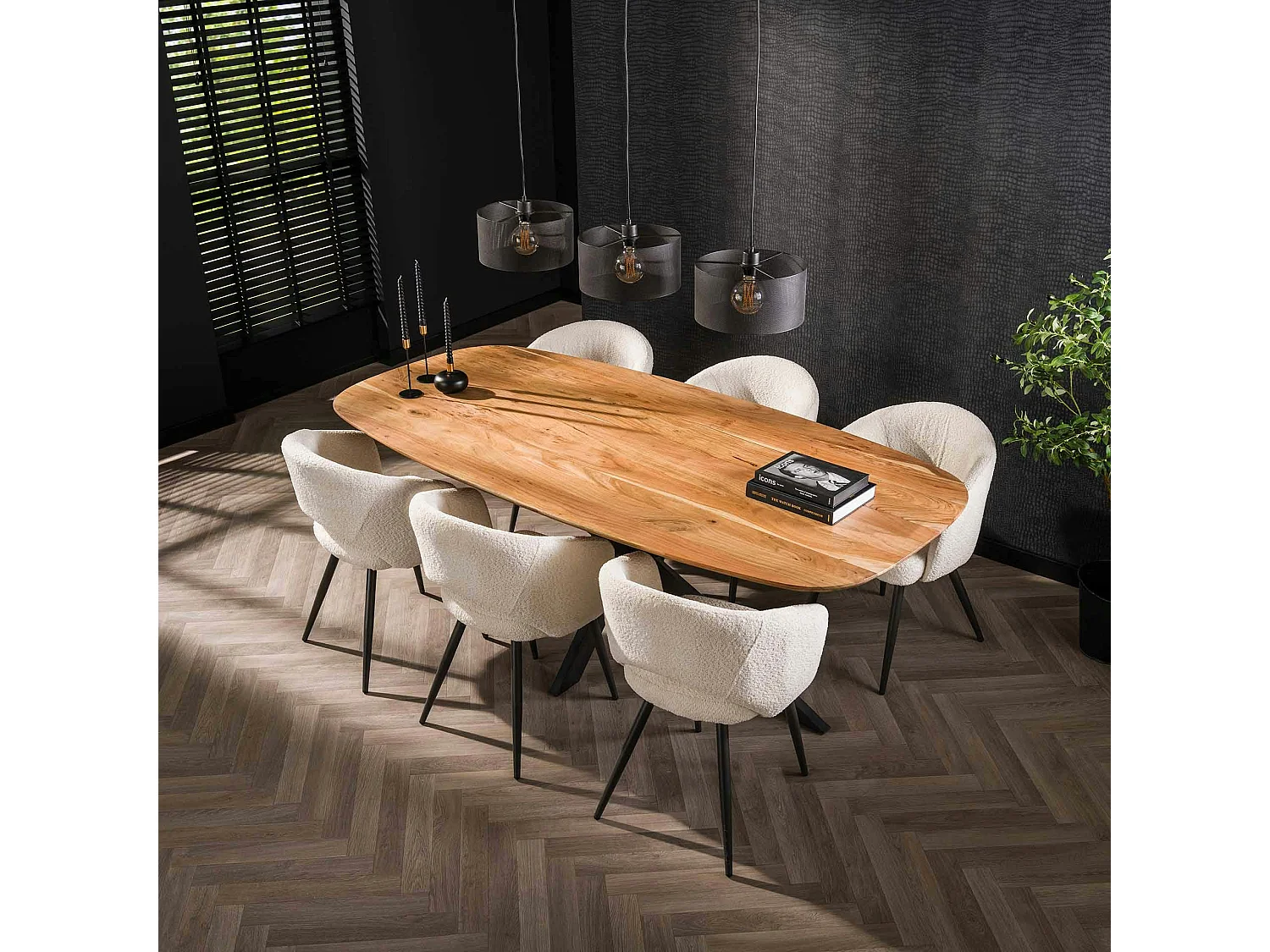 Table à manger en bois massif d'acacia avec bords arrondis 215 cm MELBOURNE