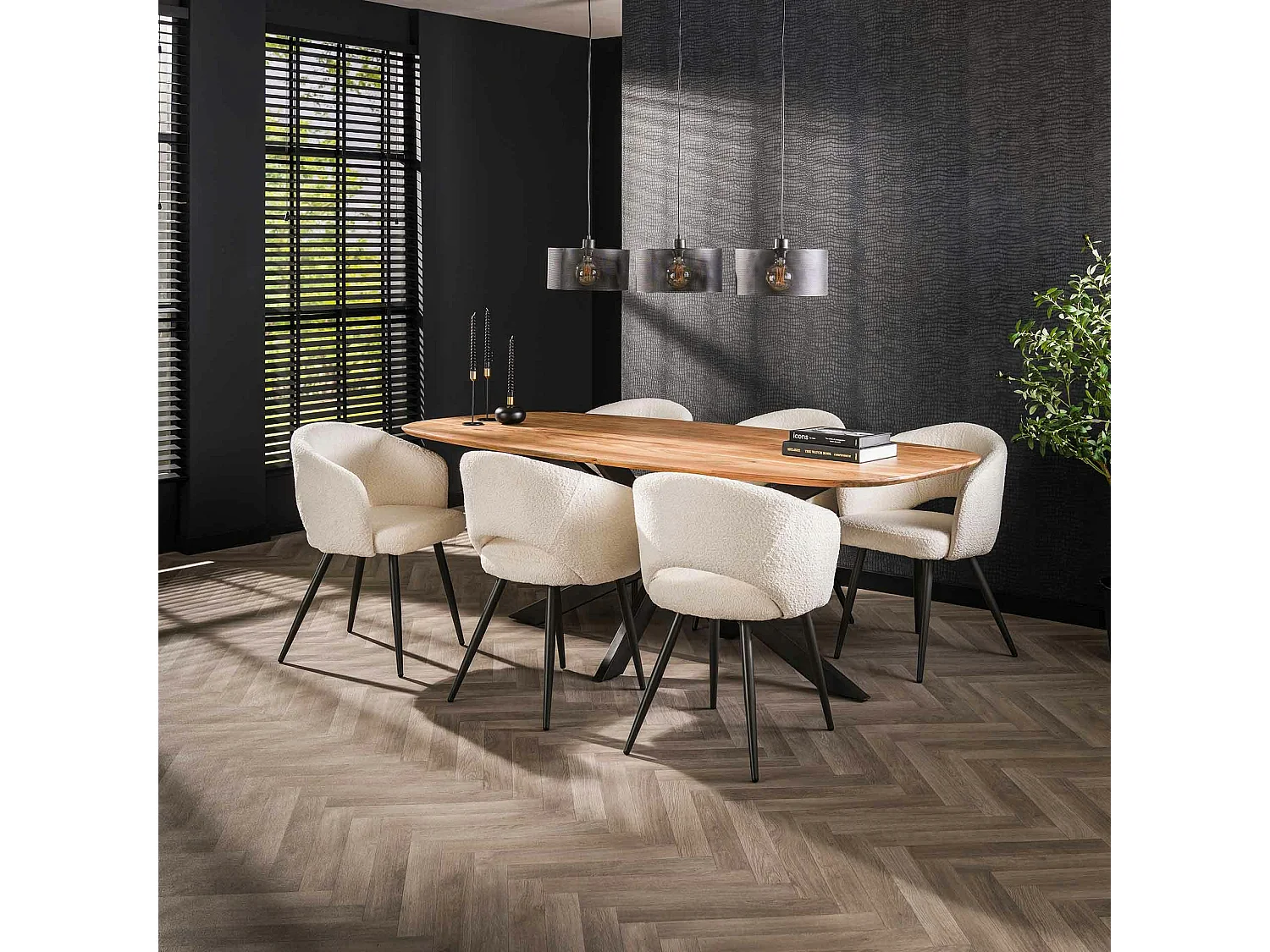 Table à manger en bois massif d'acacia avec bords arrondis 215 cm MELBOURNE