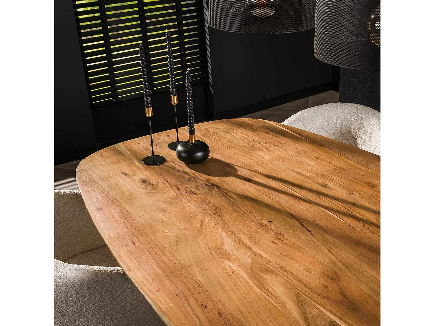 Table à manger en bois massif d'acacia avec bords arrondis 215 cm MELBOURNE