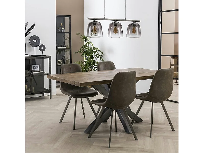 Table pied central bois de manguier 165 cm LUCKNOW