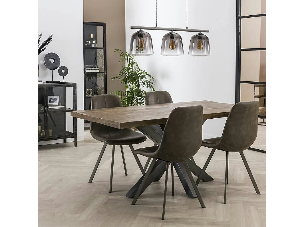 Table pied central bois de manguier 165 cm LUCKNOW