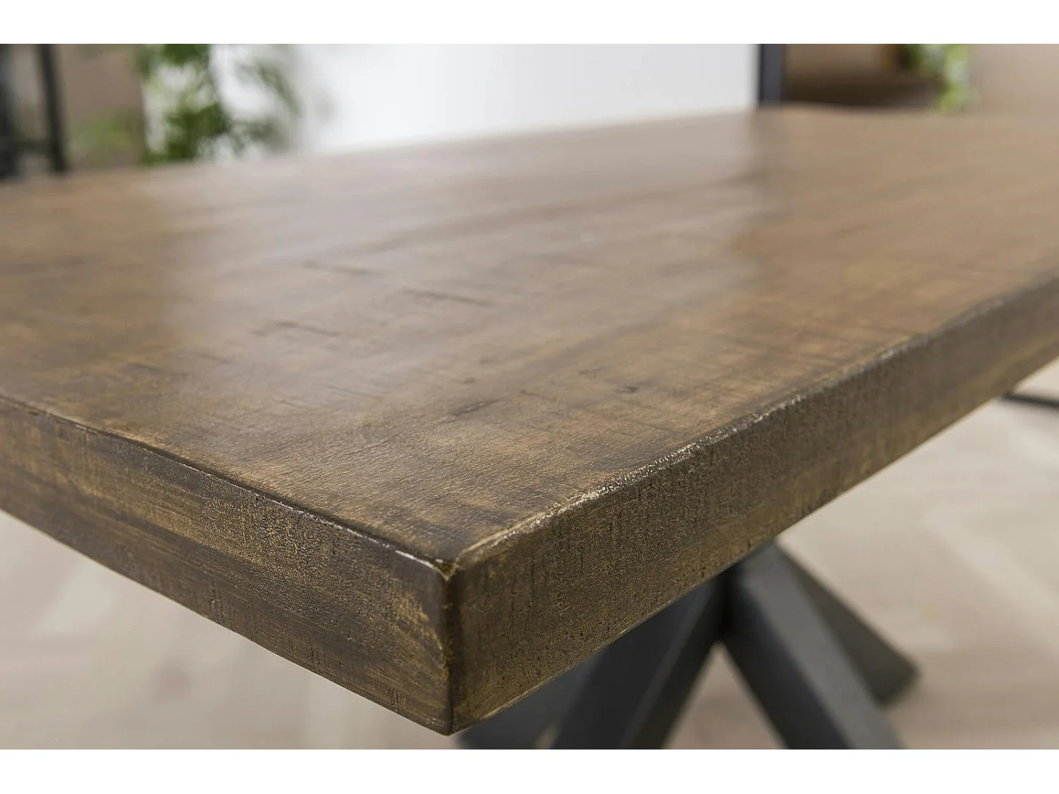 Table pied central bois de manguier 165 cm LUCKNOW