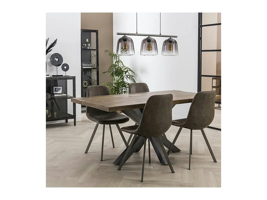 Table pied central bois de manguier 165 cm LUCKNOW