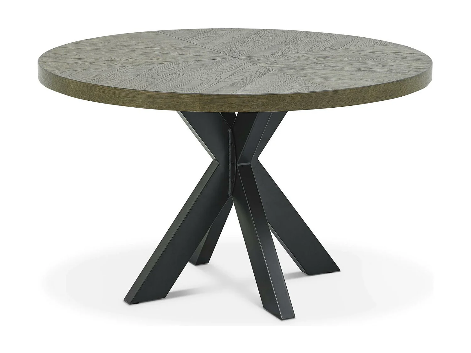 Table à manger ronde en marqueterie de chêne 120 cm ARLINGTON