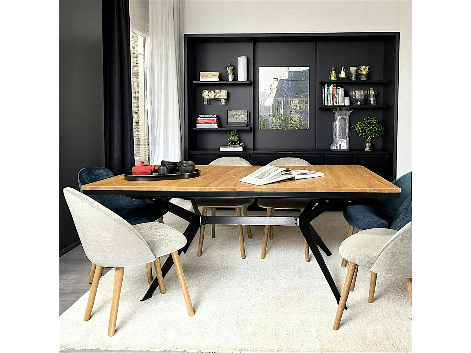 Table rectangulaire extensible en chêne huilé 180 cm PALERME