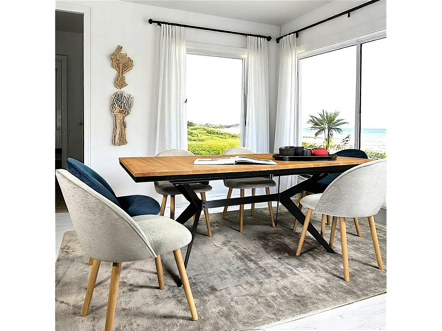 Table rectangulaire extensible en chêne huilé 180 cm PALERME