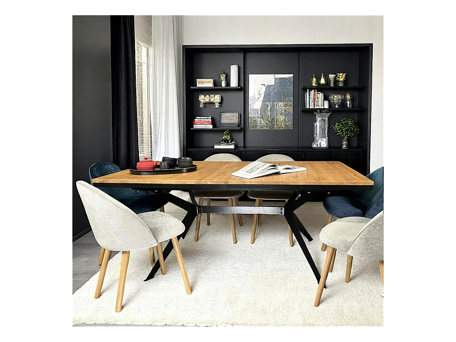 Table rectangulaire extensible en chêne huilé 180 cm PALERME