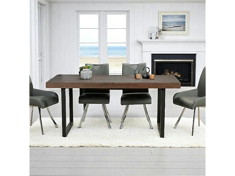 Table de repas extensible bois brun recyclé 180-240 cm SAMOA