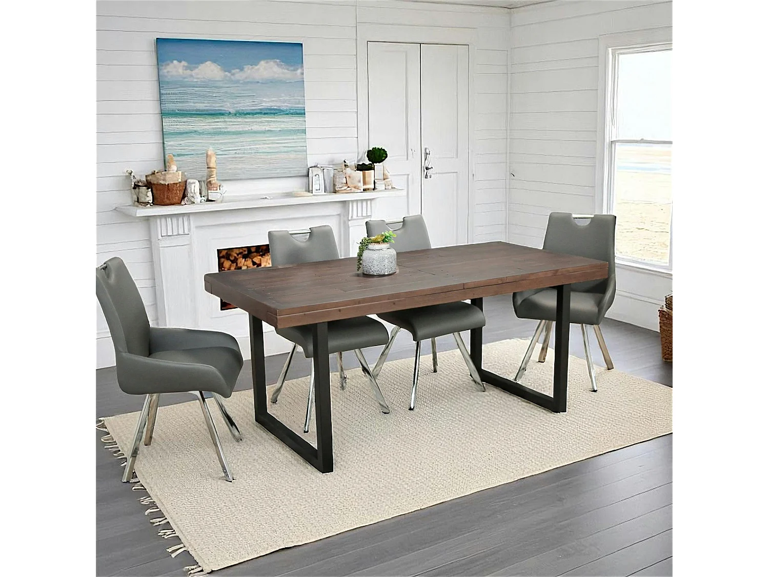 Table de repas extensible bois brun recyclé 180-240 cm SAMOA