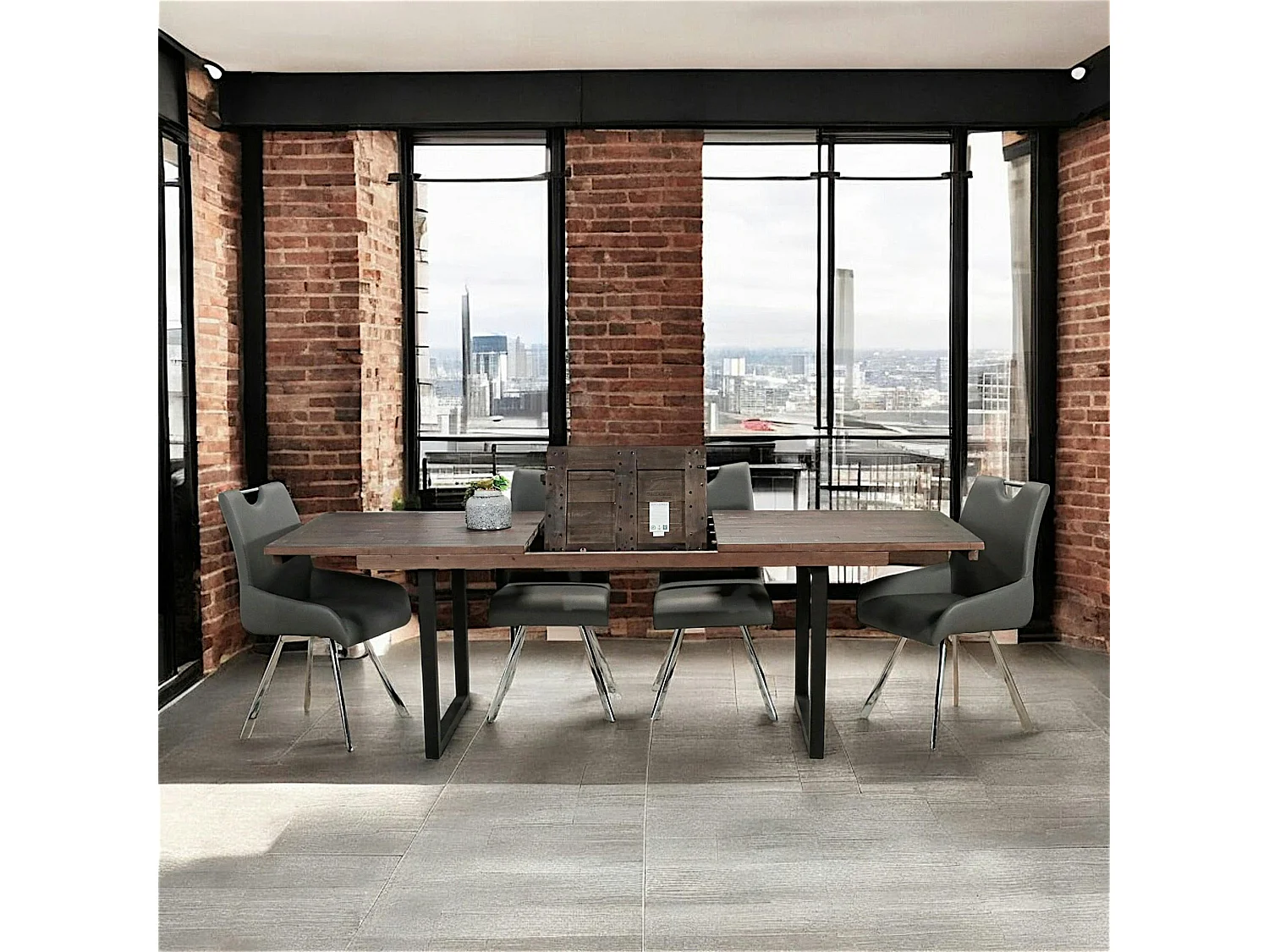 Table de repas extensible bois brun recyclé 180-240 cm SAMOA