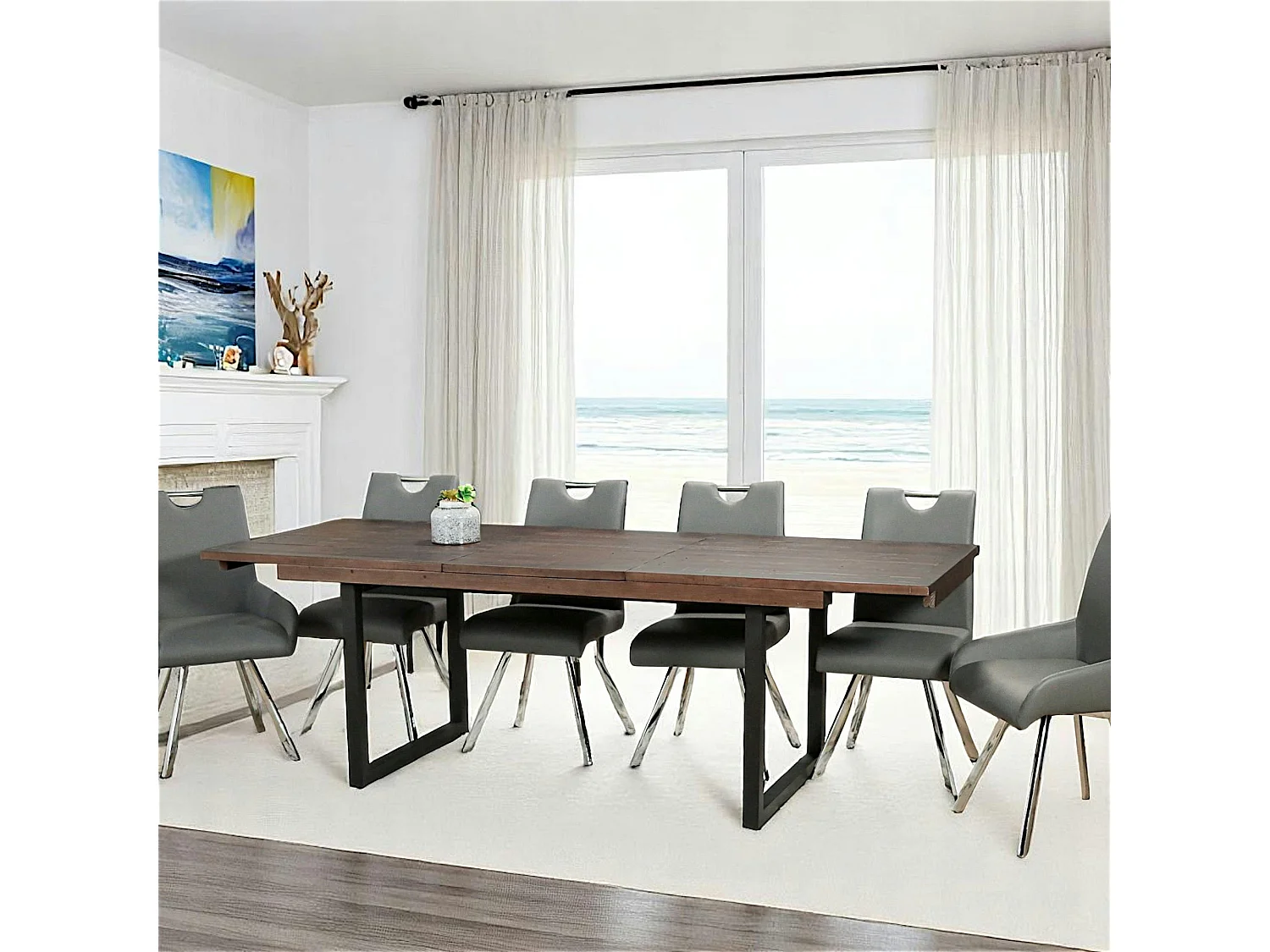 Table de repas extensible bois brun recyclé 180-240 cm SAMOA