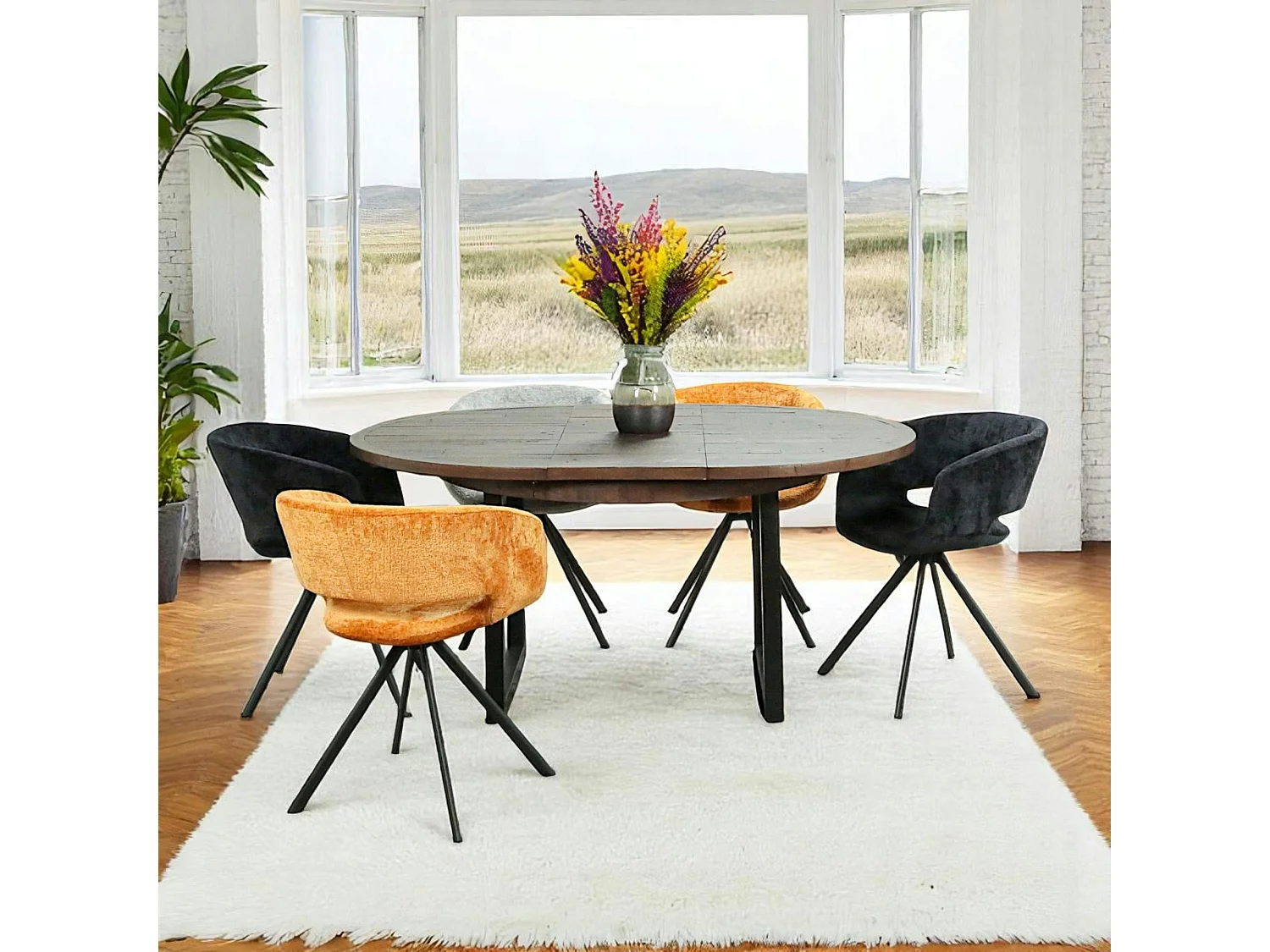 Table ronde extensible en bois recyclé D 120-160 cm SAMOA