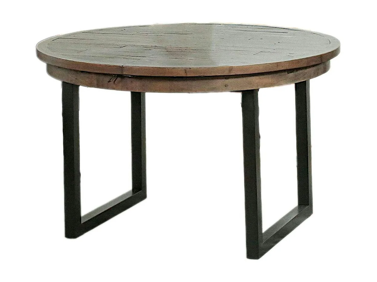 Table ronde extensible en bois recyclé D 120-160 cm SAMOA