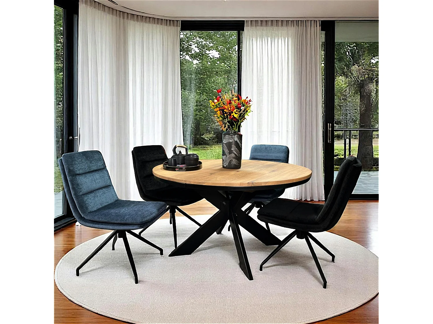 Table ronde extensible en chêne huilé 120 cm PALERME