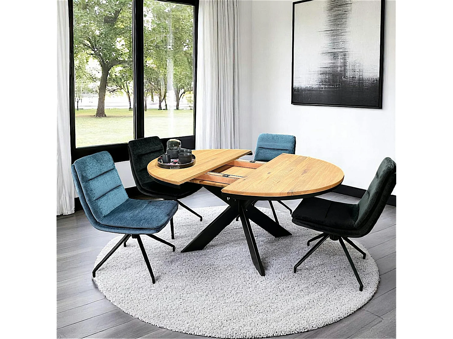 Table ronde extensible en chêne huilé 120 cm PALERME