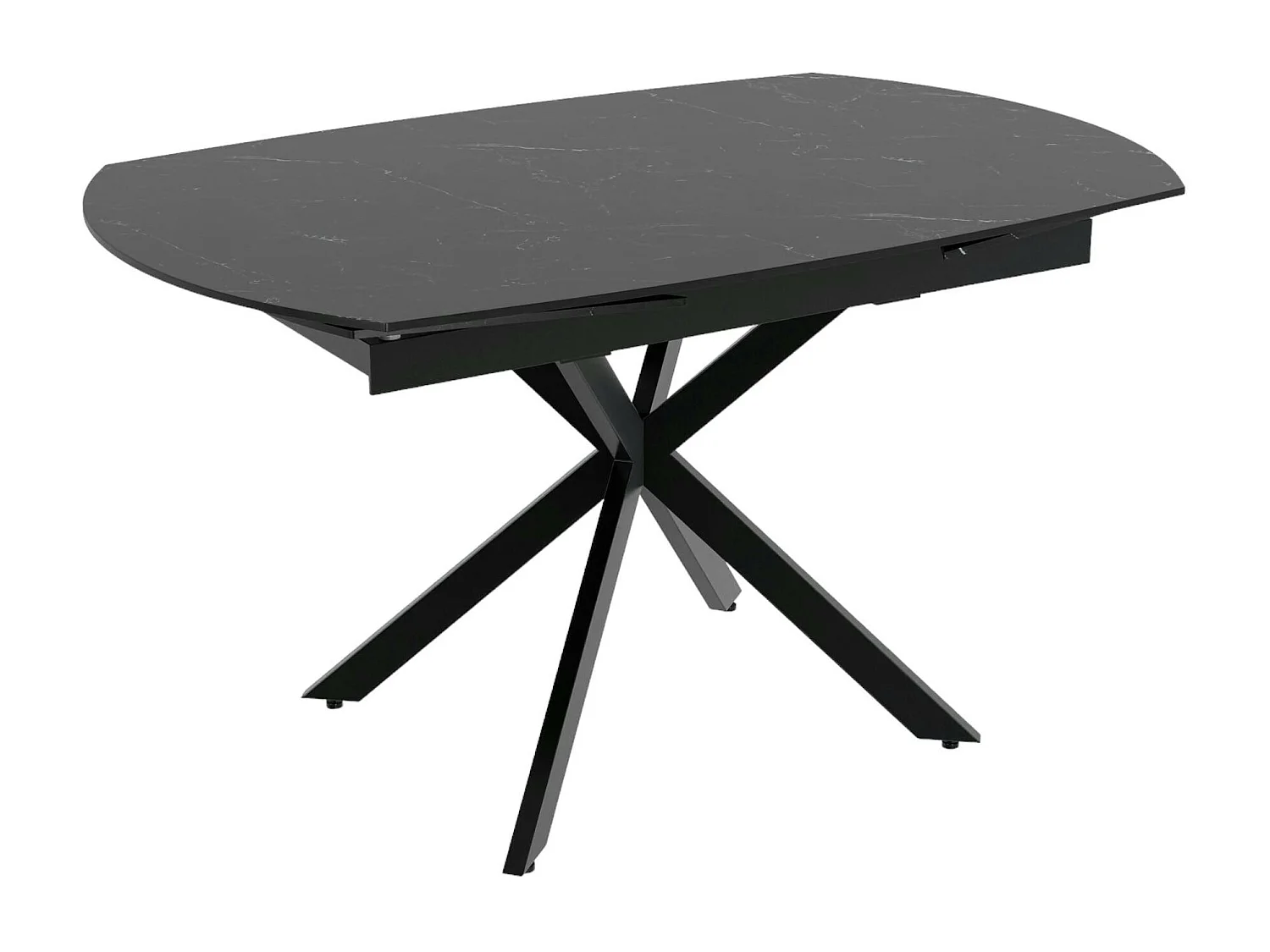 Table extensible céramique marbrée noire pied mikado 140-200 cm OTTAWA