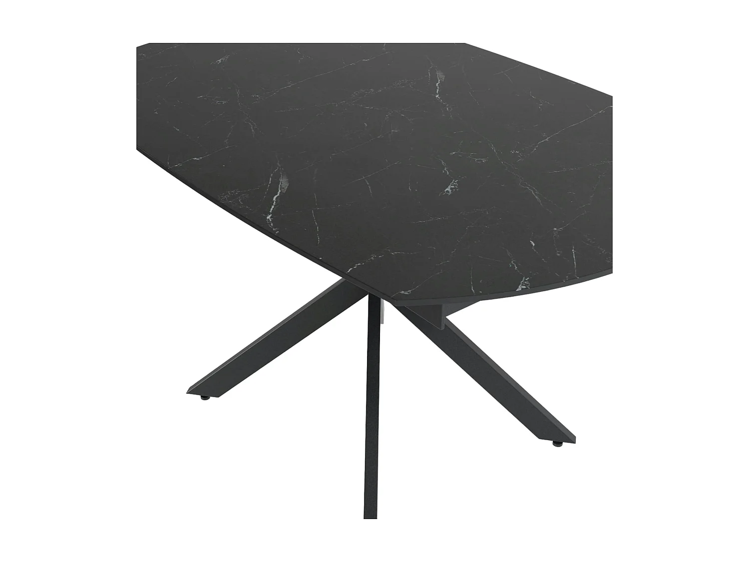 Table extensible céramique marbrée noire pied mikado 140-200 cm OTTAWA