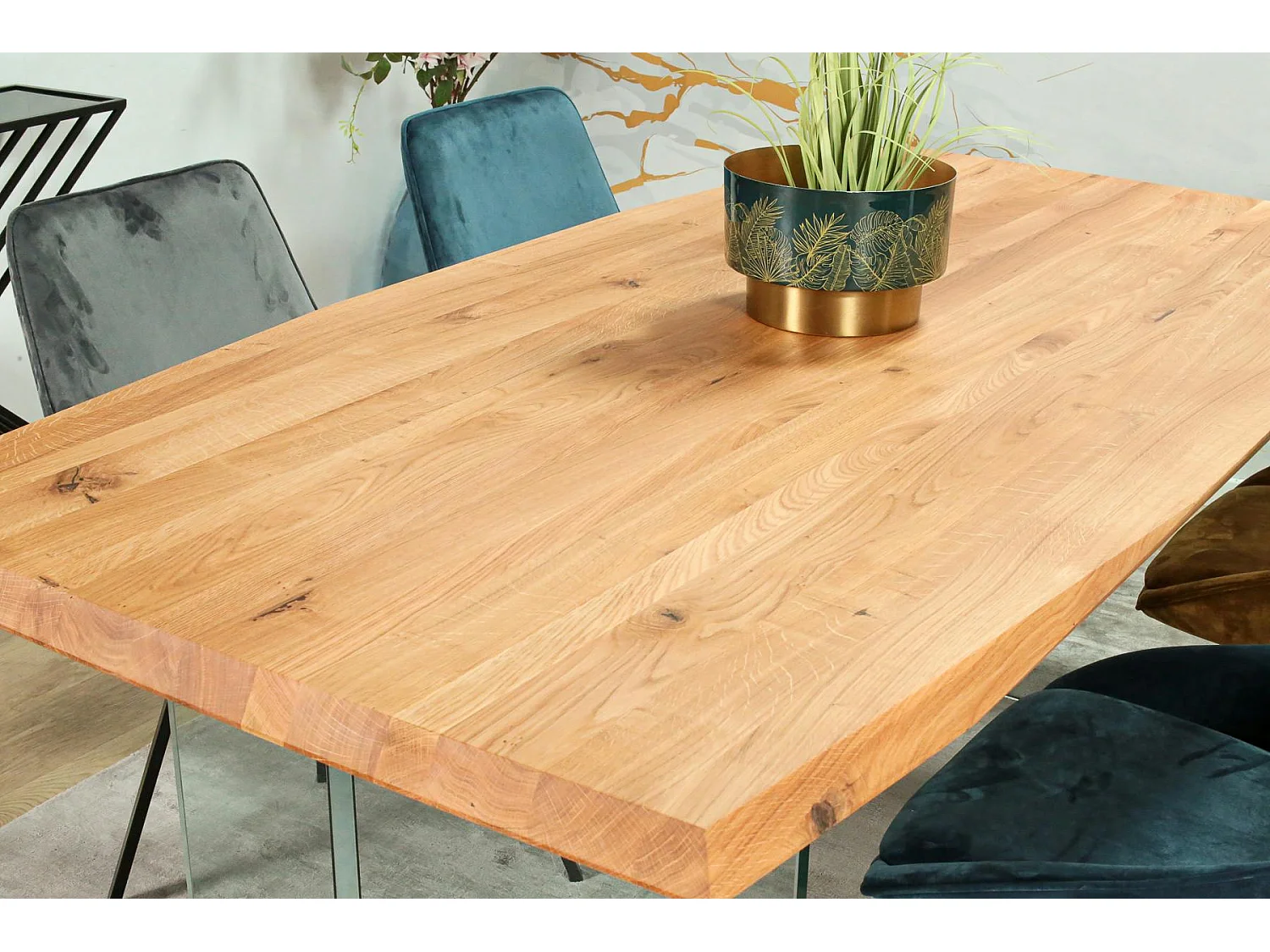 Table extensible design en bois de chêne huilé et verre 200 cm MESSINE