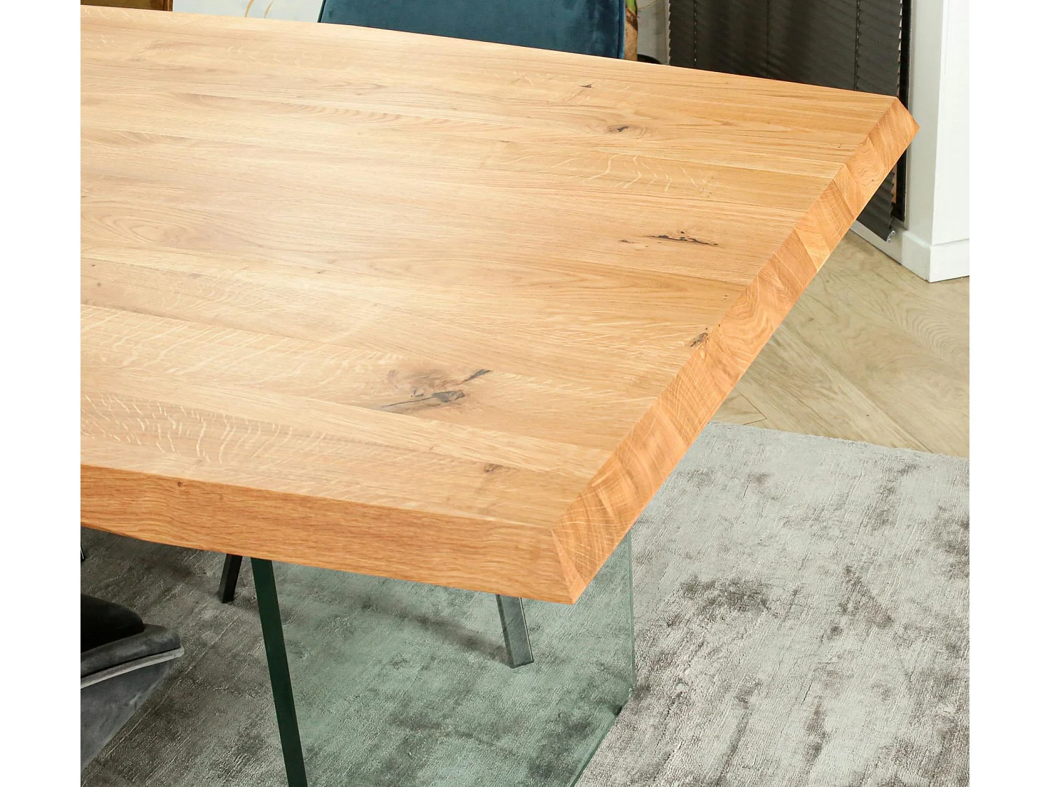 Table extensible design en bois de chêne huilé et verre 200 cm MESSINE